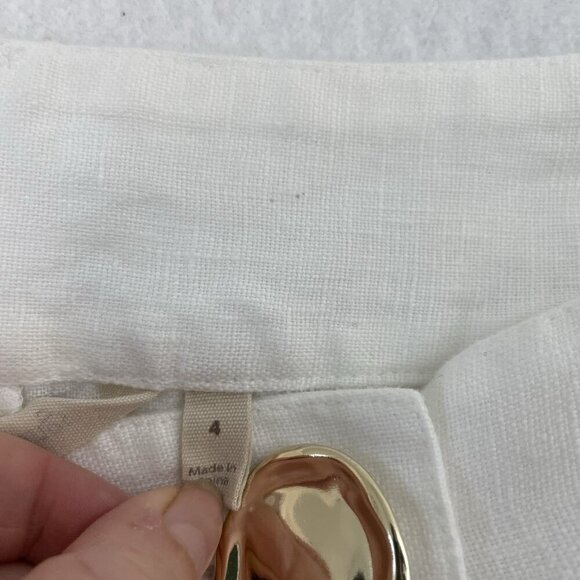 SOFT SURROUNDINGS 100% Linen Pleated Cropped Wide Leg Pants Pockets White size 4 - Picture 12 of 13